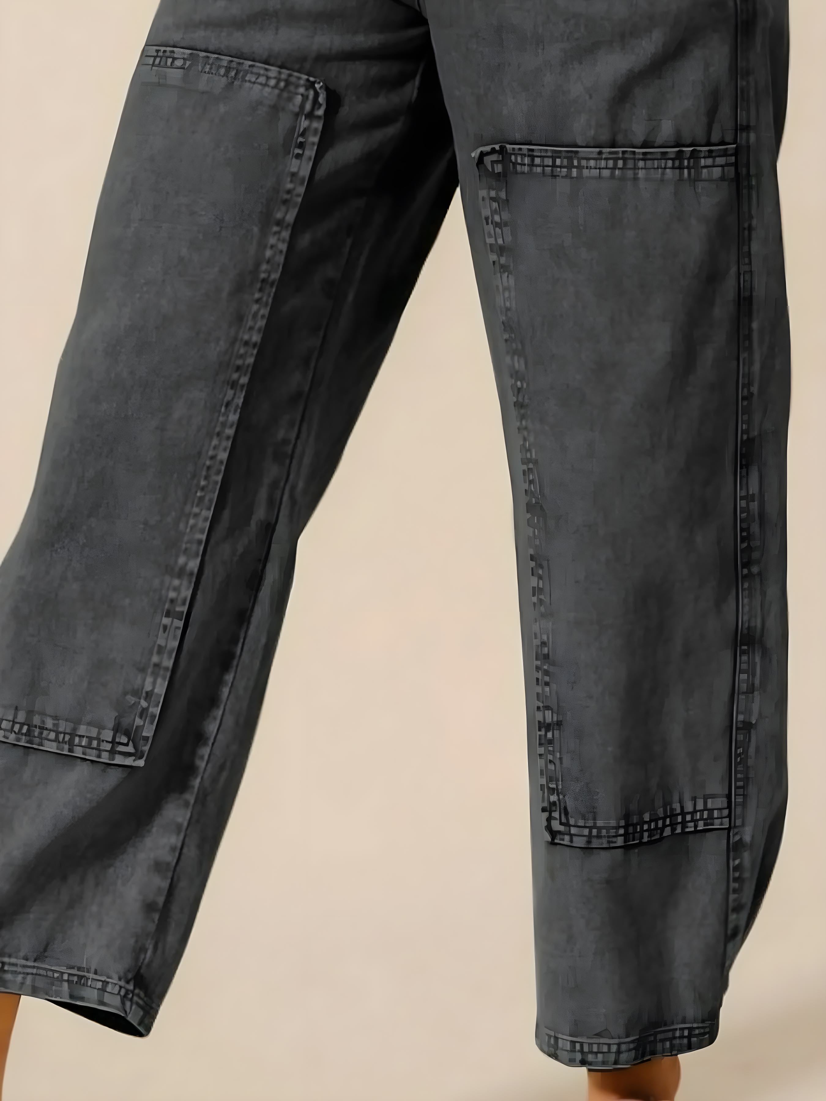 Pantaloni SO ME in cotone minerale lavato a vita media con taglio a barile