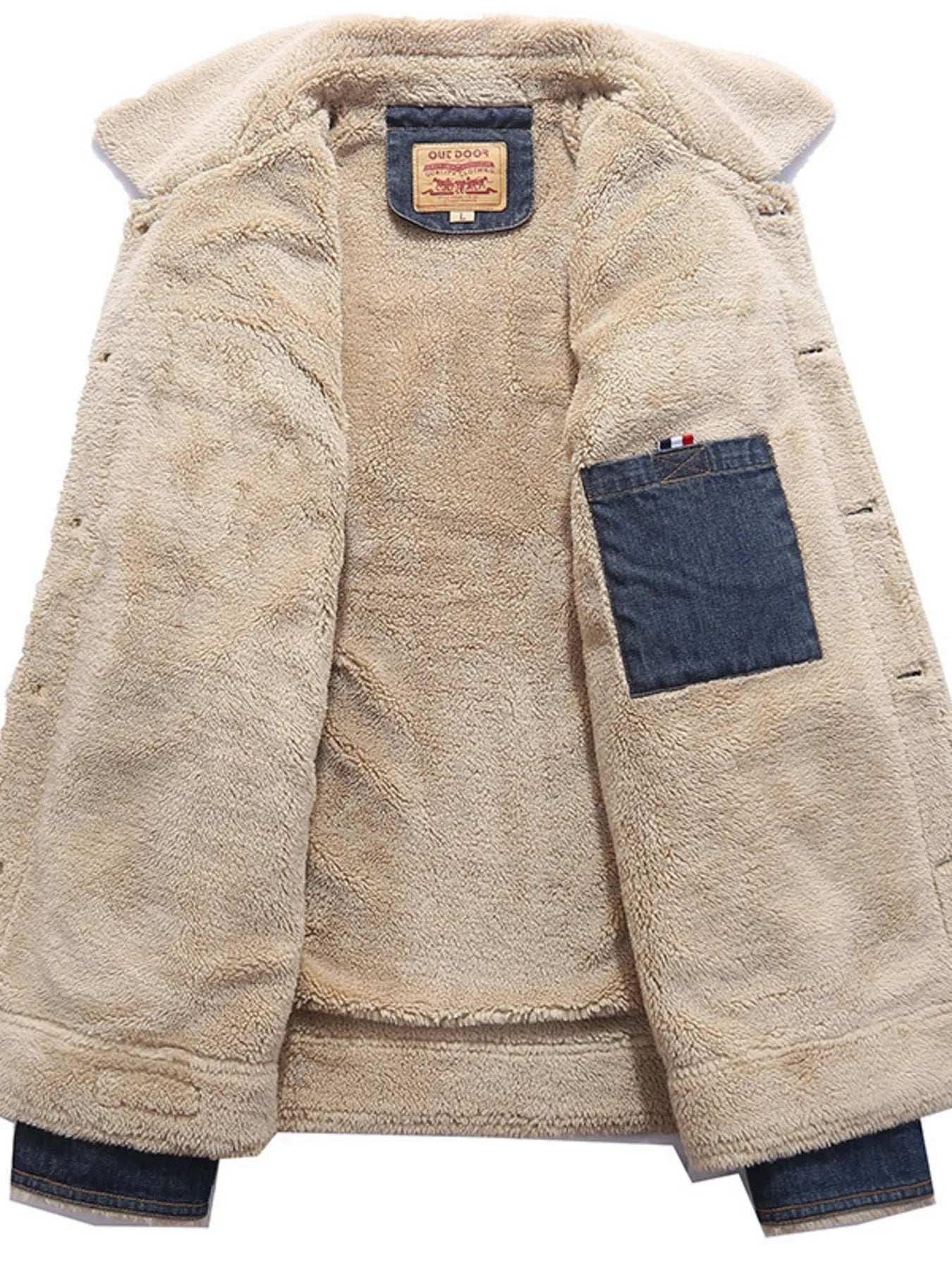 Men's Plus Size Sherpa-Lined Denim Jacket – Warm & Stylish - Modanista Fashion