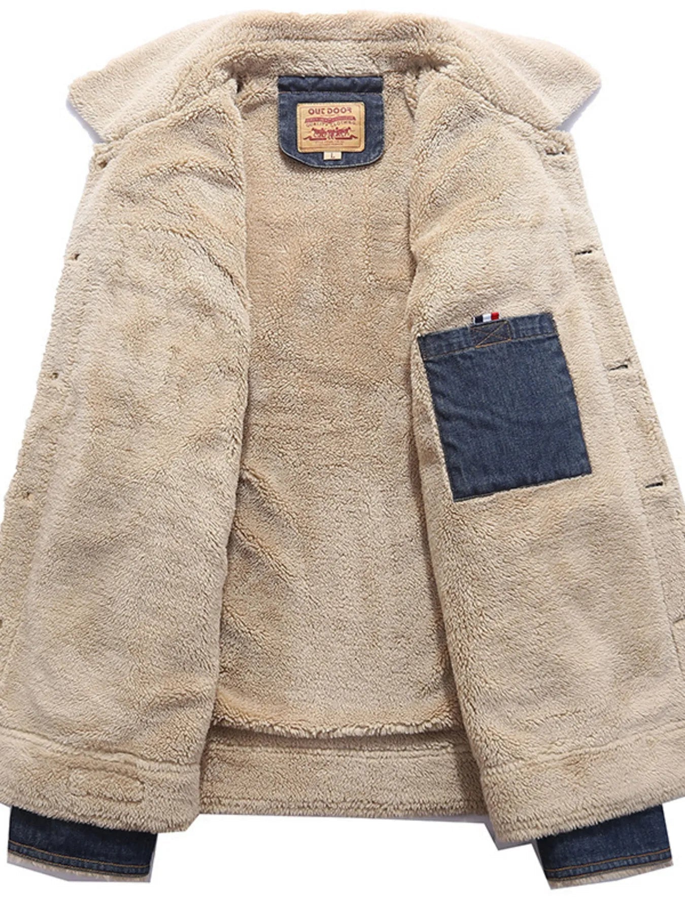 Herr Plus Size Sherpa-fodrad Jeansjacka – Varm & Stilren