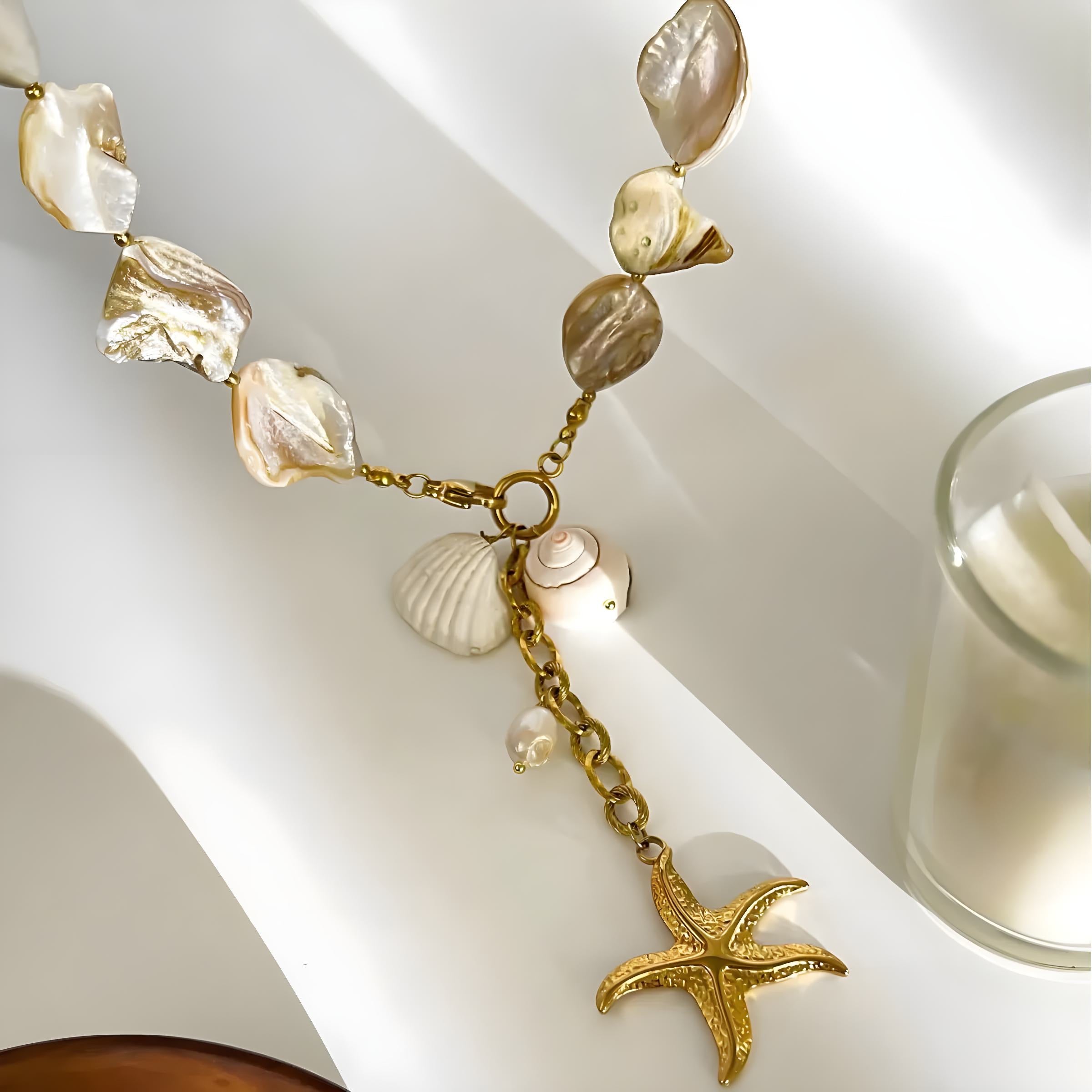 18K Gold-Plated Ocean Necklace with Starfish Pendant