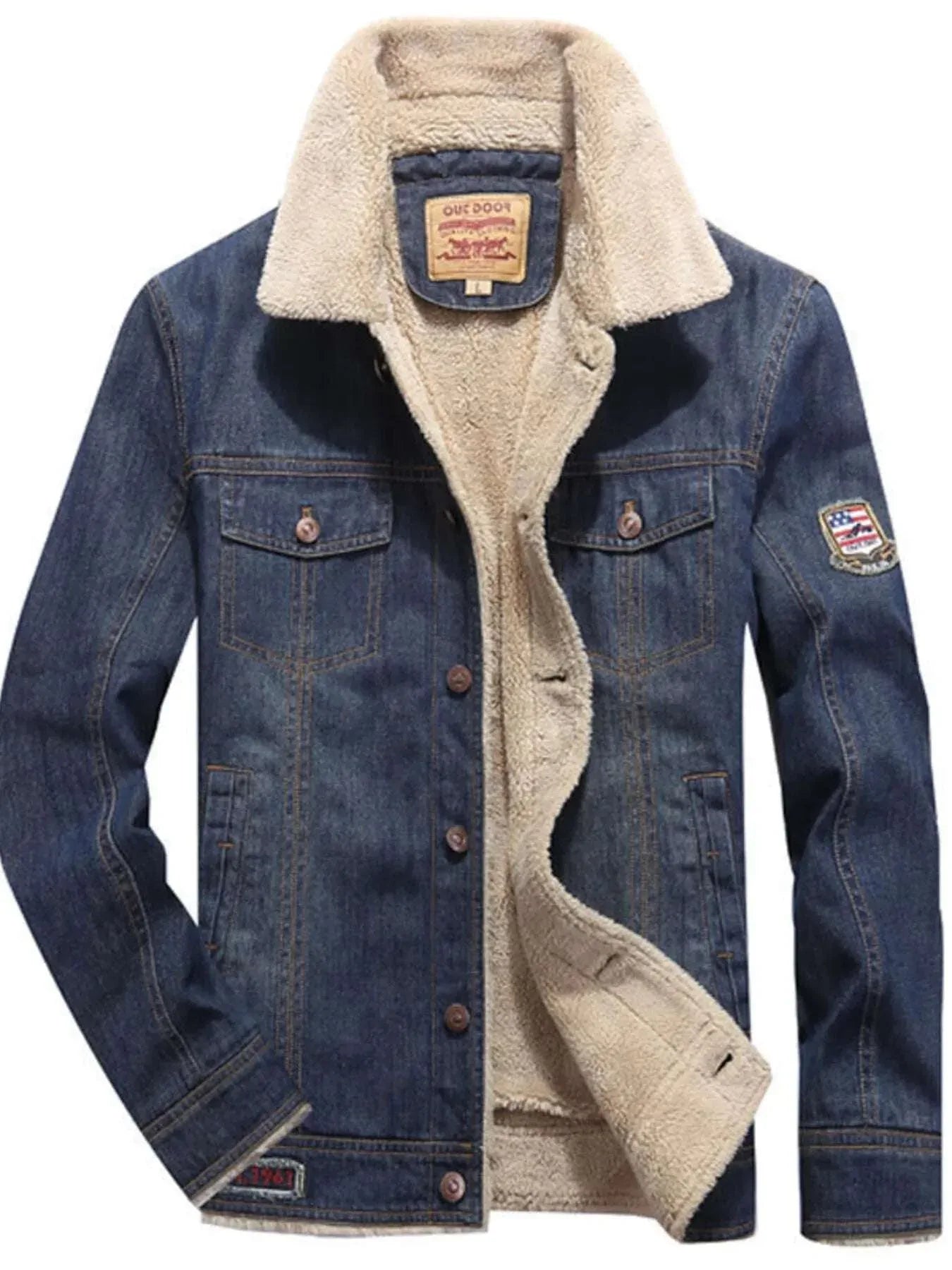 Men's Plus Size Sherpa-Lined Denim Jacket – Warm & Stylish - Modanista Fashion