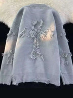 Men's Plus Size Distressed Knit Pullover Sweater – Stylish & Cozy - Modanista Fashion