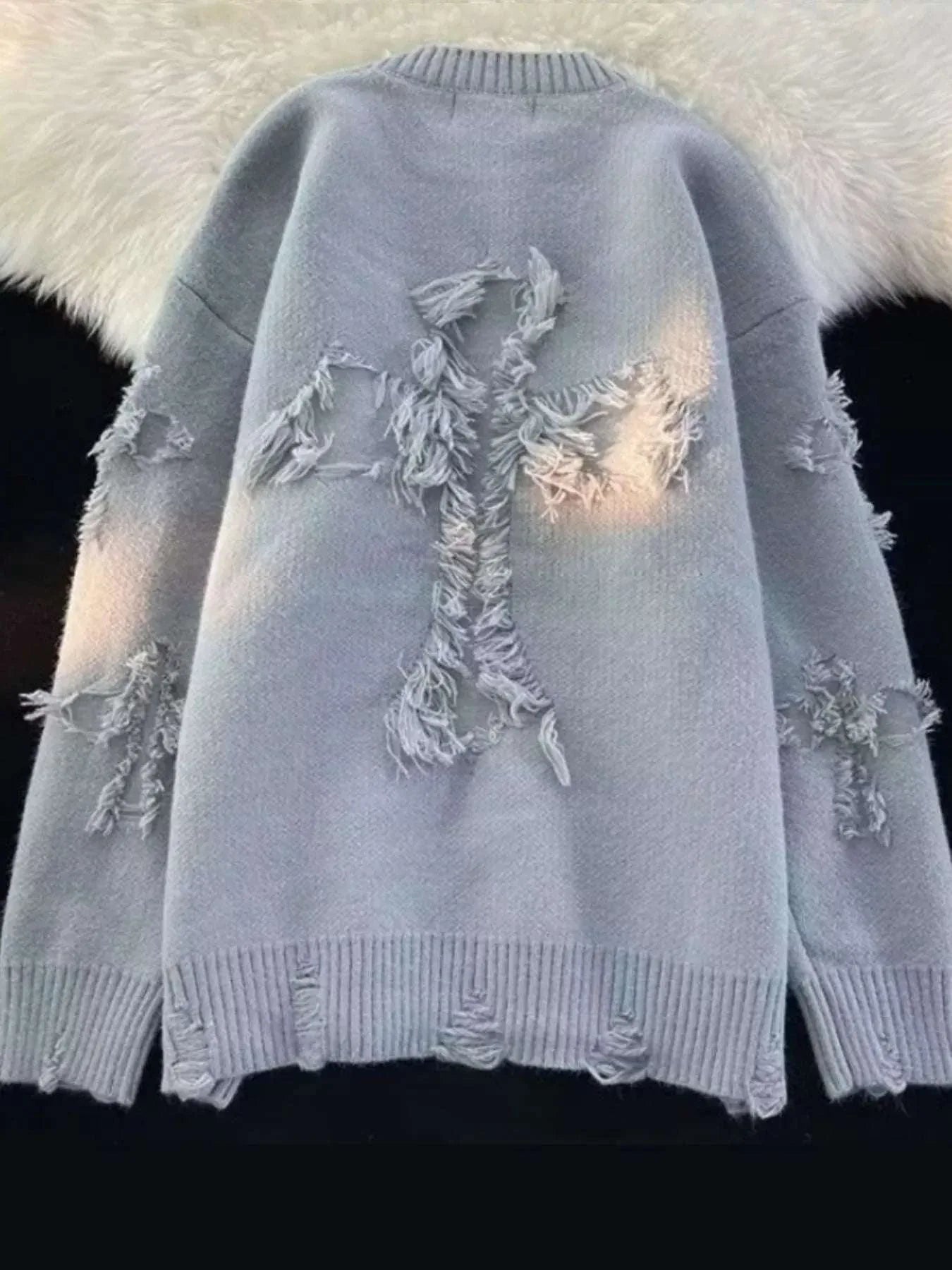 Men's Plus Size Distressed Knit Pullover Sweater – Stylish & Cozy - Modanista Fashion