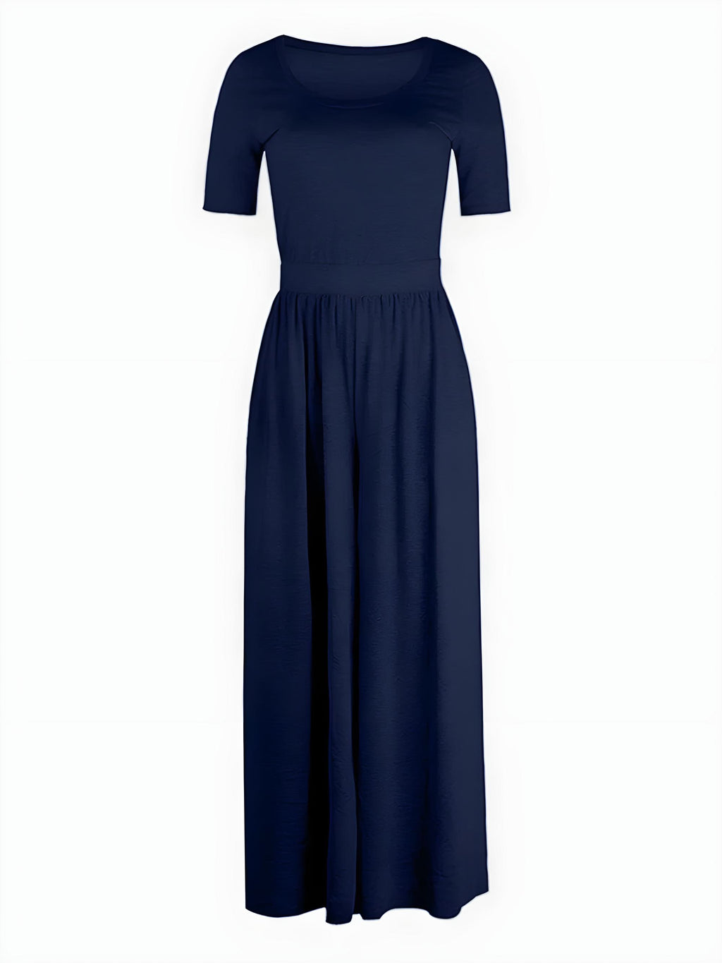 スクープネック半袖ジャンプスーツ