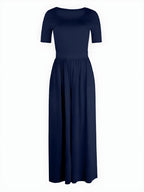 スクープネック半袖ジャンプスーツ