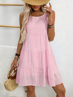 Plaid kulatý krk bez rukávů