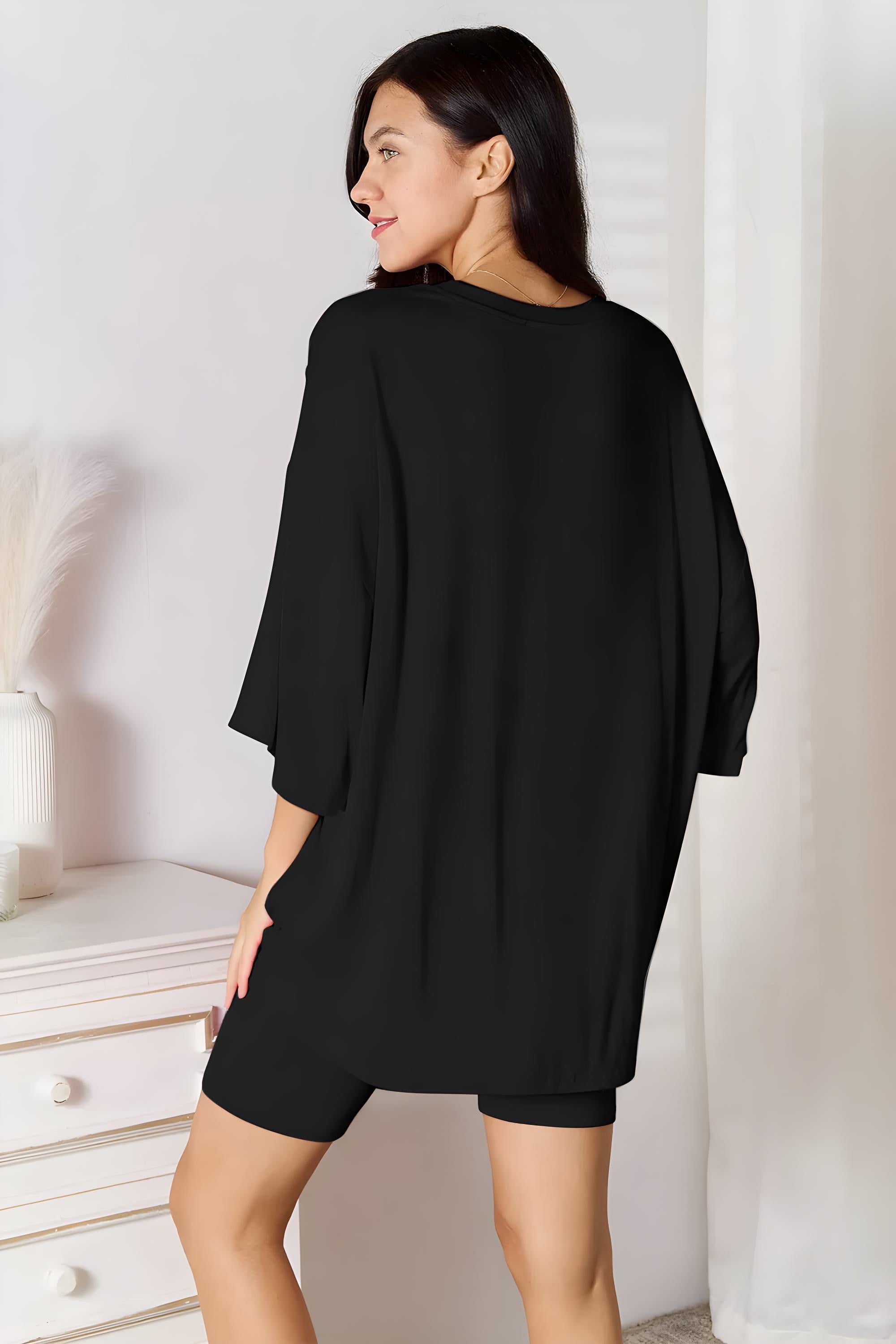 Basic Bae Bamboo Full Size Round Neck Drop Shoulder T-Shirt and Shorts Set