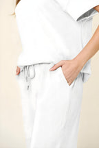 Dubbel ta full storlek textur rund hals kort hylsa t-shirt och breda benbyxor