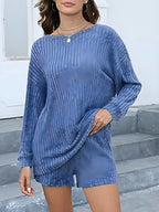 Ensemble haut à col rond à épaules tombantes et short