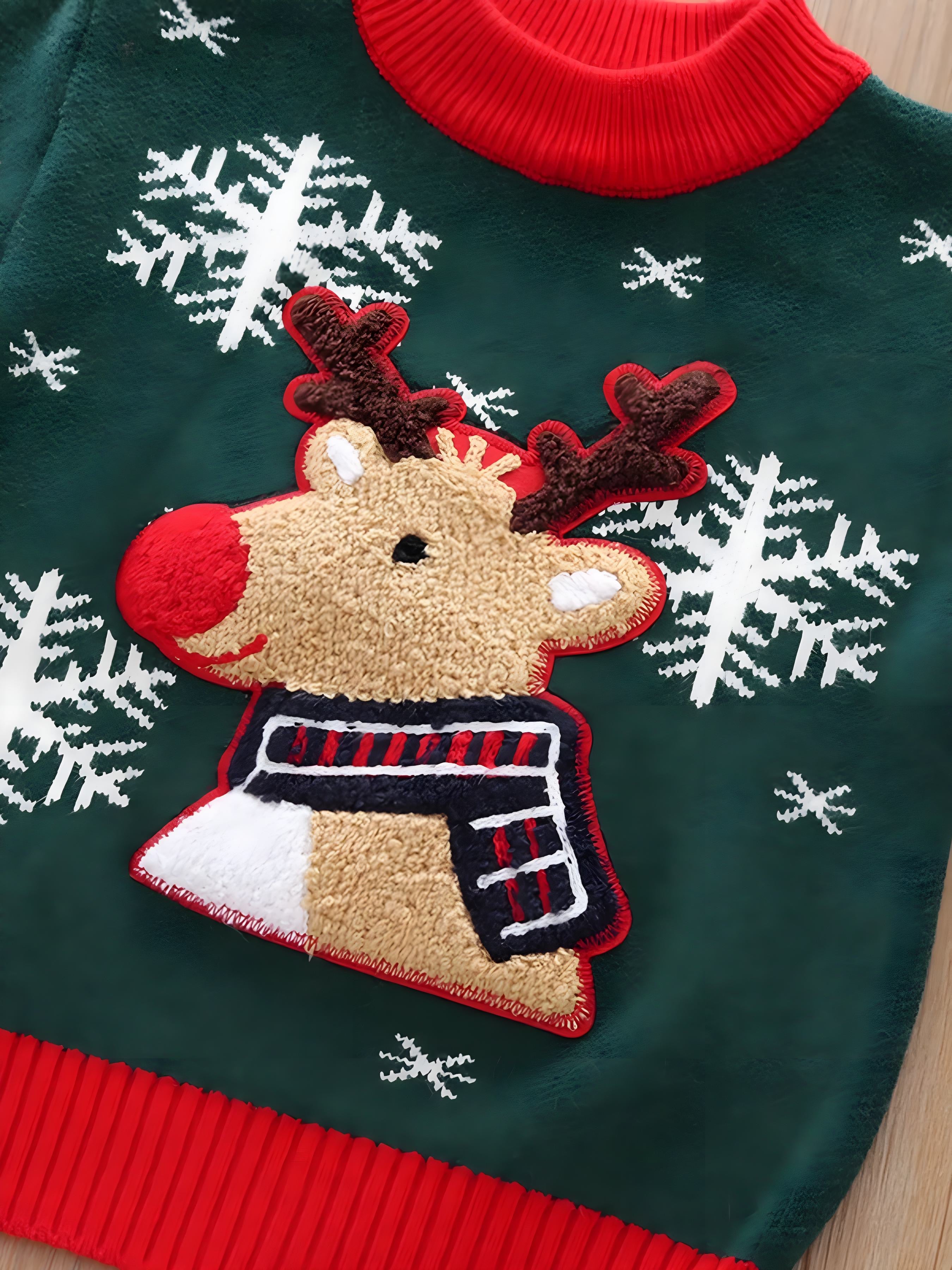 Kinderkersttrui met rendieren en sneeuwvlokken – gezellig en feestelijk