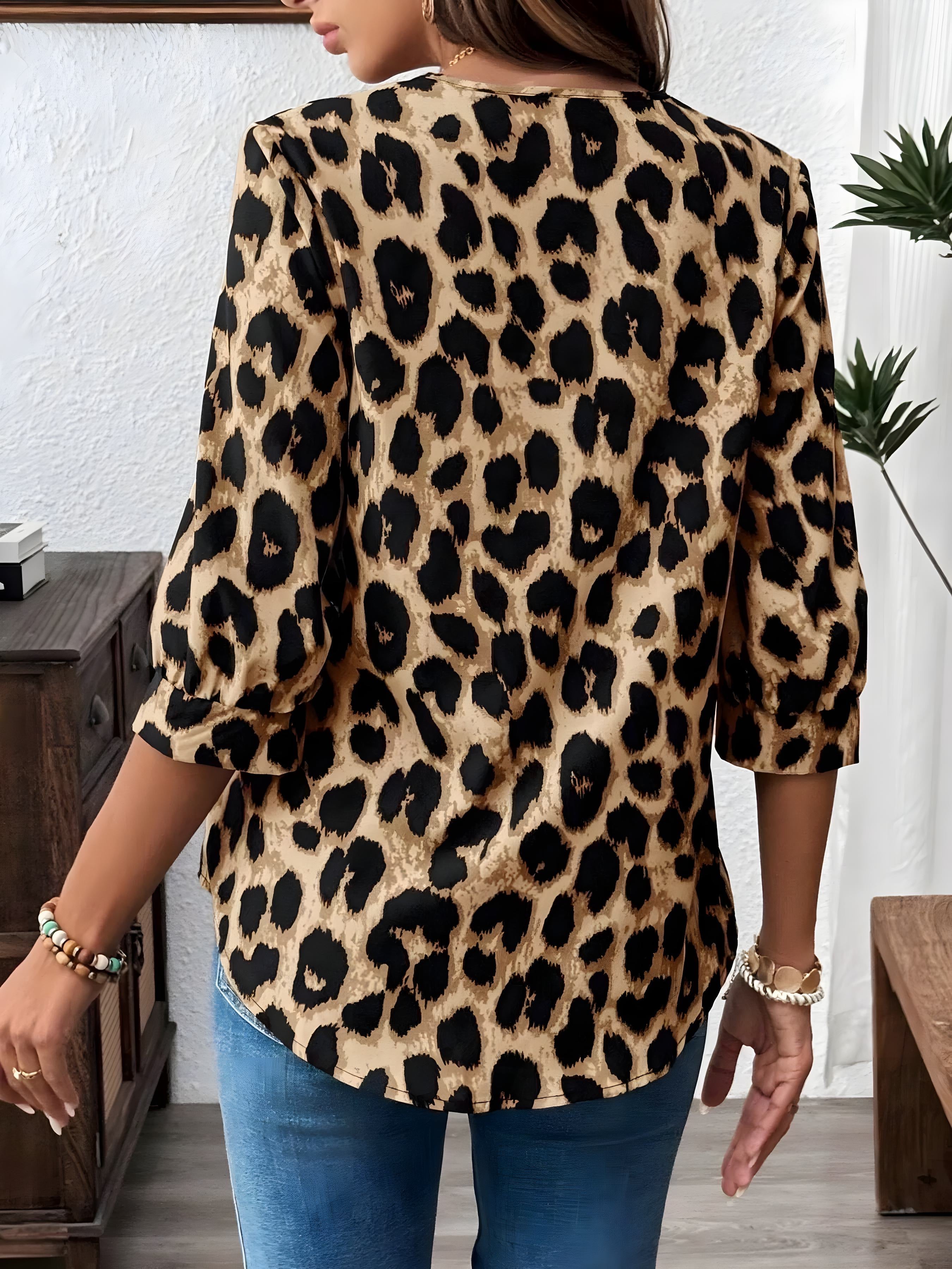 LEOPARD PRINT 3/4 BLUSIA DE MANUA