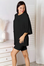 Bambusz teljes méretű kerek nyakcsepp váll póló és rövidnadrág