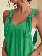 Full størrelse knute stropp romper med lommer pluss størrelse