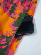 Smocked blomsterprint langærmet maxi kjole