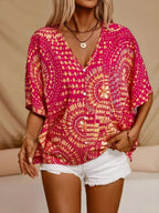 Printed V-Neck Half Sleeve Top for Women