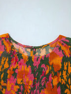 Smocked blomsterprint langærmet maxi kjole