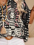 Printed V-Neck Half Sleeve Top for Women