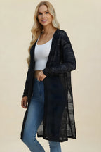 Dvojitá vezmite v plnej veľkosti otvorené predné predné dlhé línie Cardigan