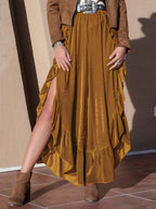 Pantalon large à jambes fendues et volants