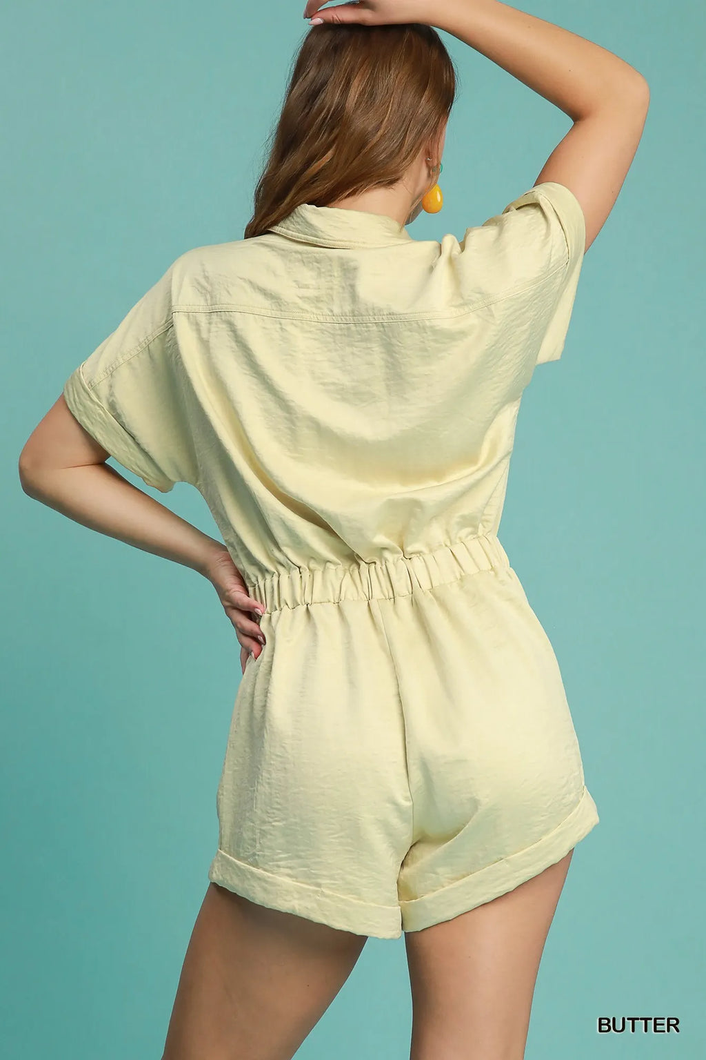 Umgee Button Down Charmeuse Romper - Modanista Fashion