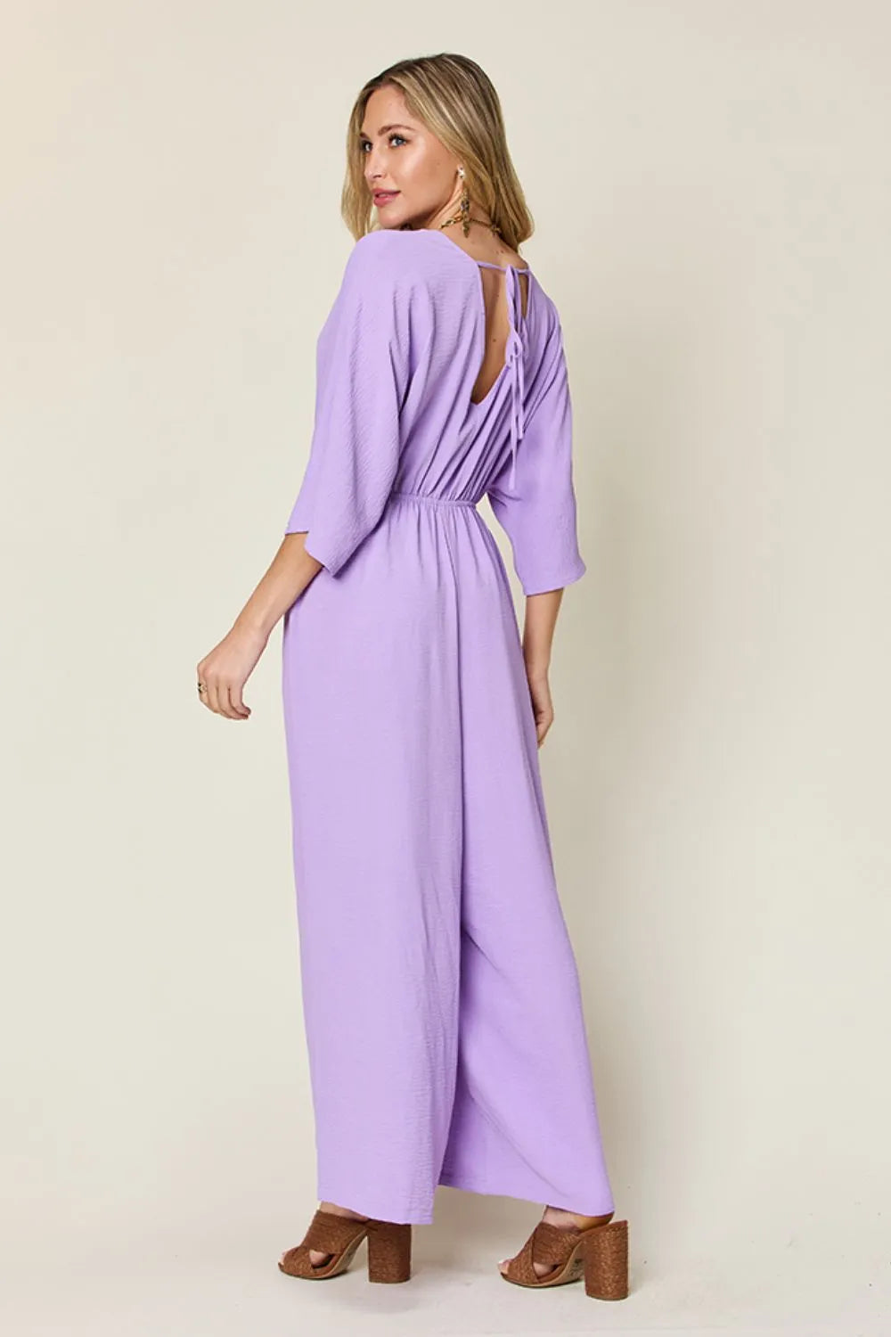 Double Take Full Size Surplice Wide Leg Jumpsuit with Pockets - Modanista Fashion