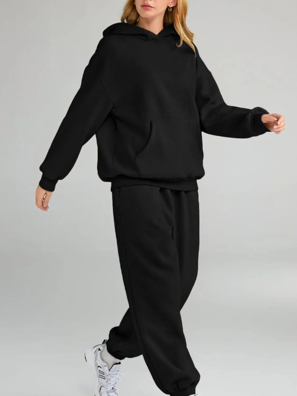 Full Size Kangaroo Pocket Hoodie and Joggers Set Plus Size - Modanista Fashion