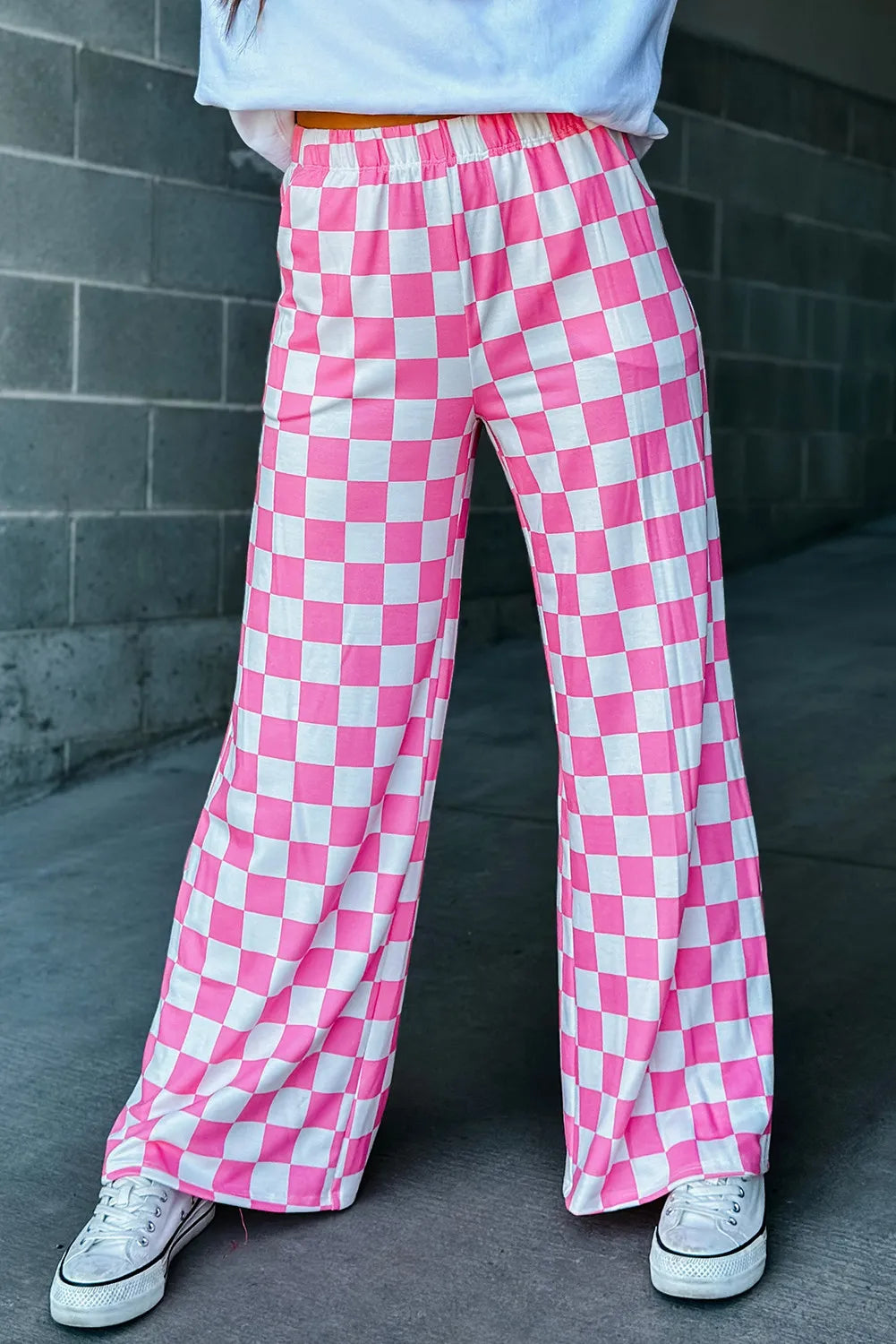 Checkered Wide Leg Pants - Modanista Fashion