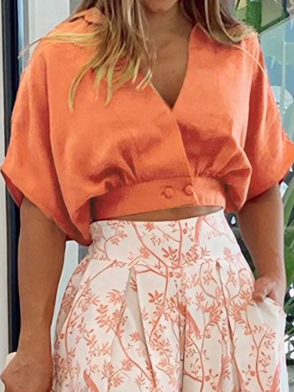 Surplice Top and High Waist Pants Set - Modanista Fashion