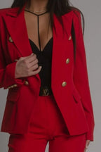 Full Size Lapel Collar Long Sleeve Blazer and Pants Set Plus Size - Modanista Fashion