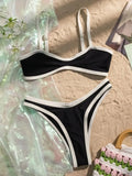 Contrast Trim Two Piece Bikini Set - Modanista Fashion