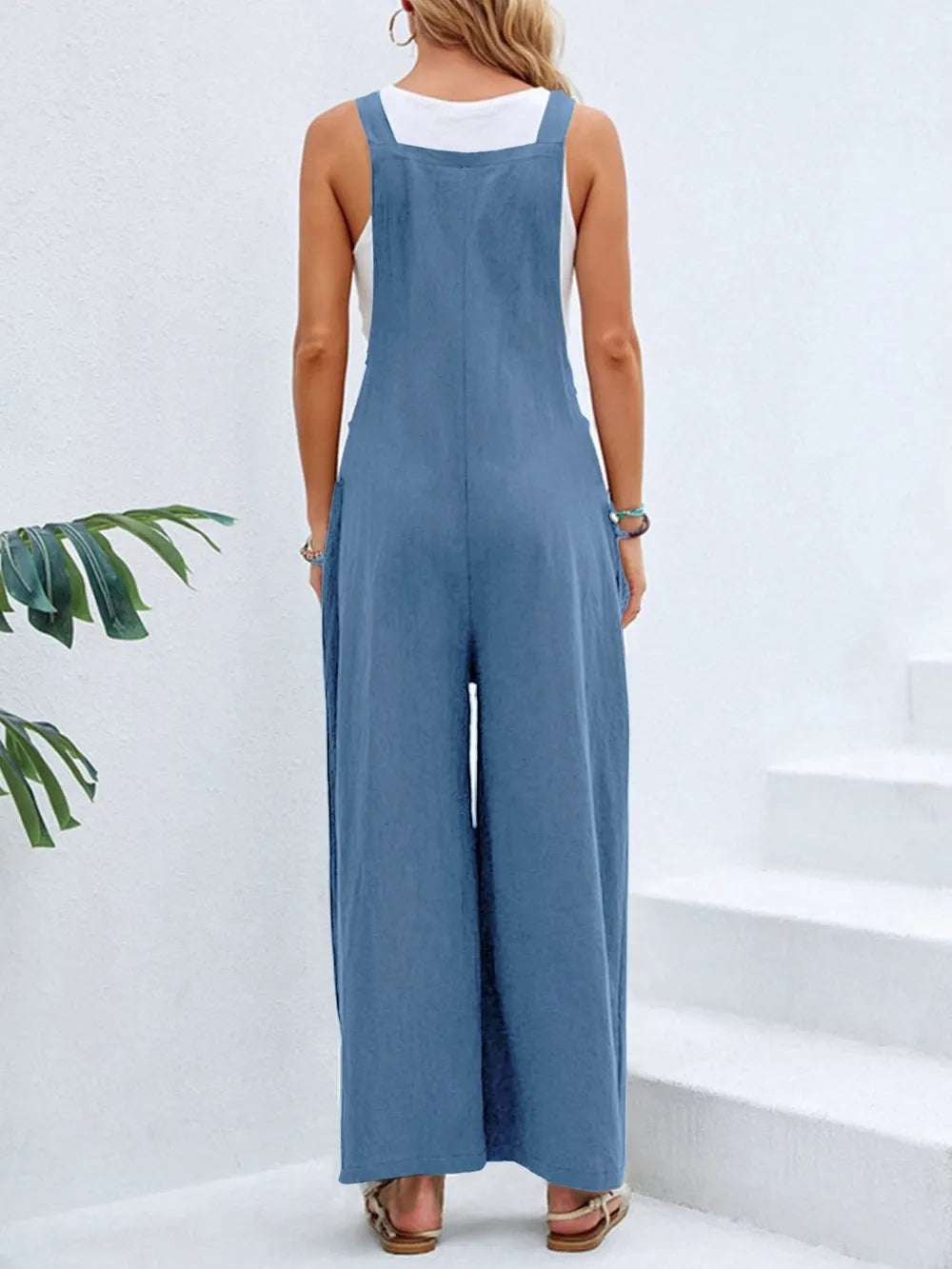 Full Size Square Neck Wide Strap Overalls - Modanista Fashion