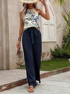 Printed Tank Top and Wide Leg Pants Set - Modanista Fashion