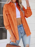 Distressed Denim Jacket with Frayed Edges - Modanista Fashion