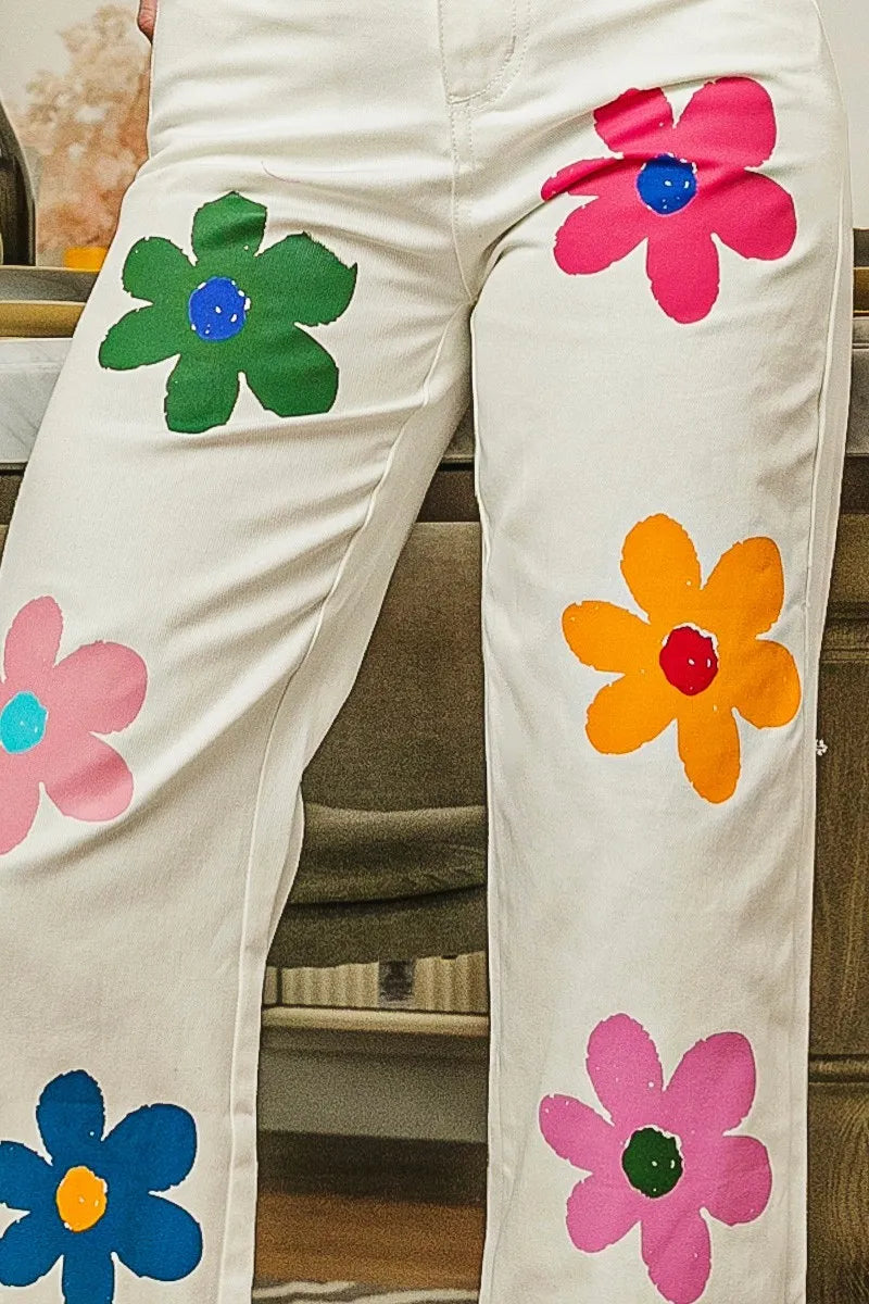 BiBi Flower Print Straight Legs Pants - Modanista Fashion