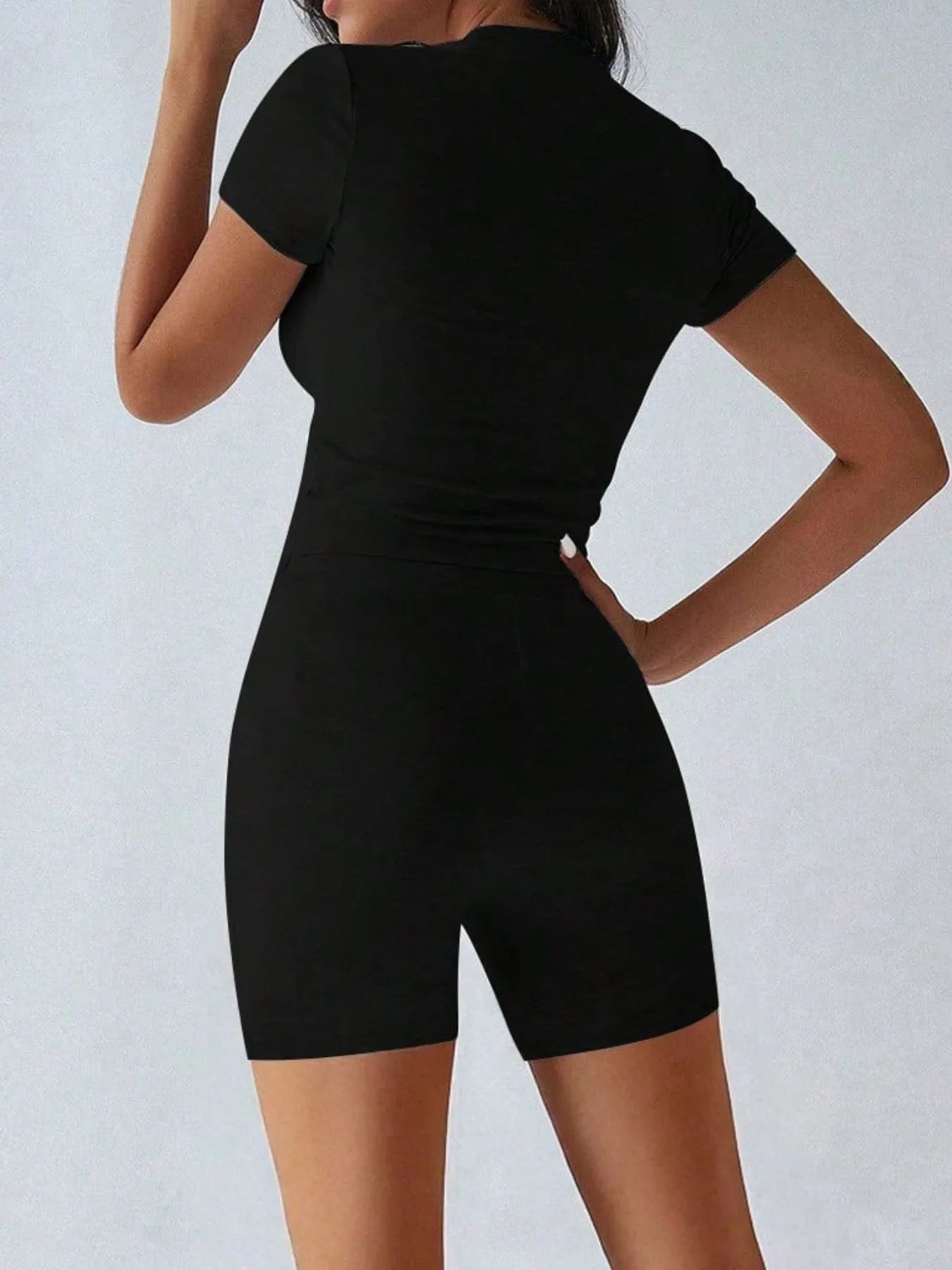 Round Neck Short Sleeve Top and Shorts Set - Modanista Fashion