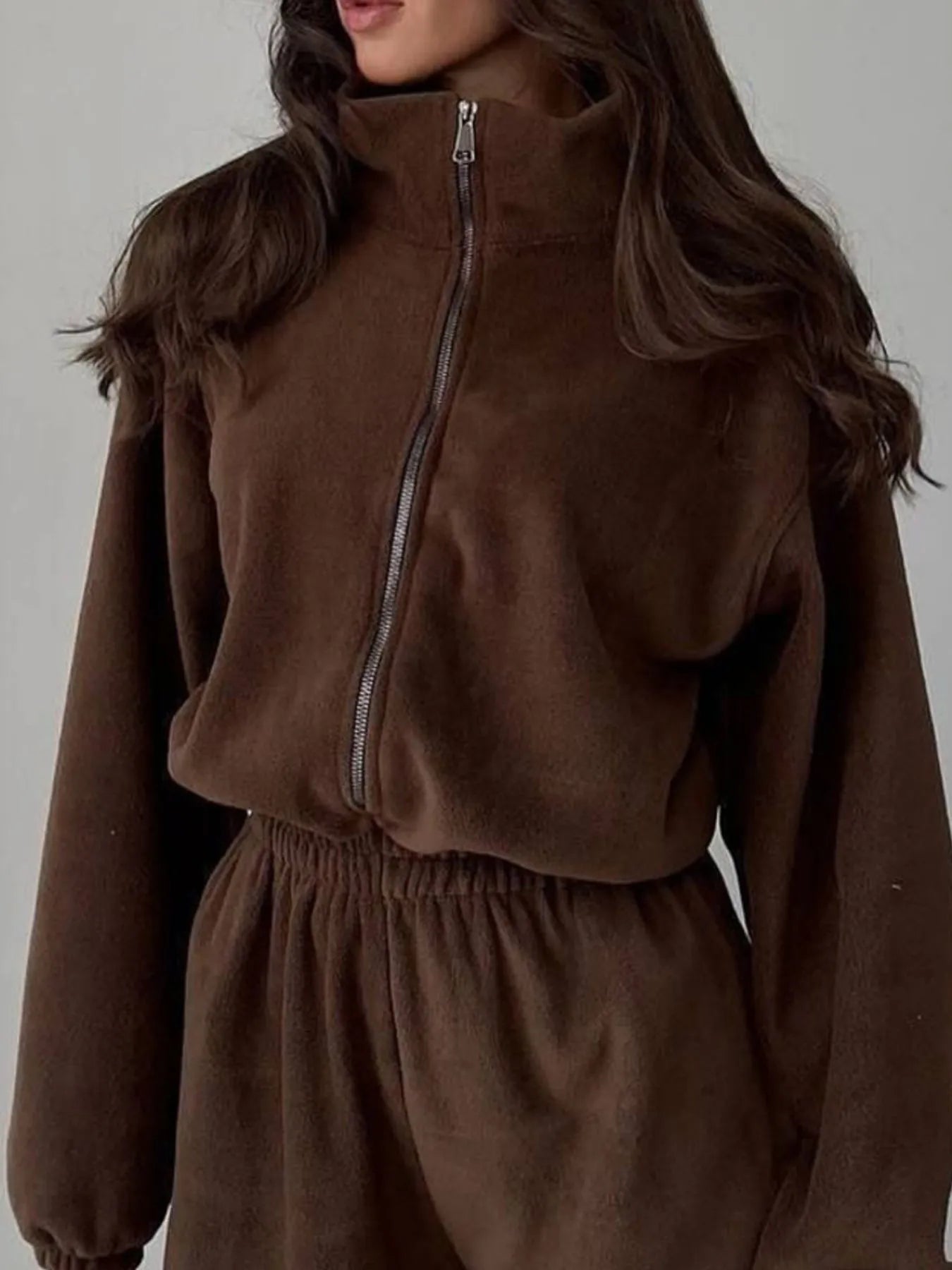 Zip Front Long Sleeve Jumpsuit - Modanista Fashion