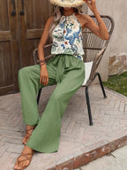 Printed Tank Top and Wide Leg Pants Set - Modanista Fashion