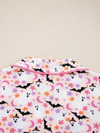 Halloween Ghost Print Button Up Top and Pants Lounge Set - Modanista Fashion