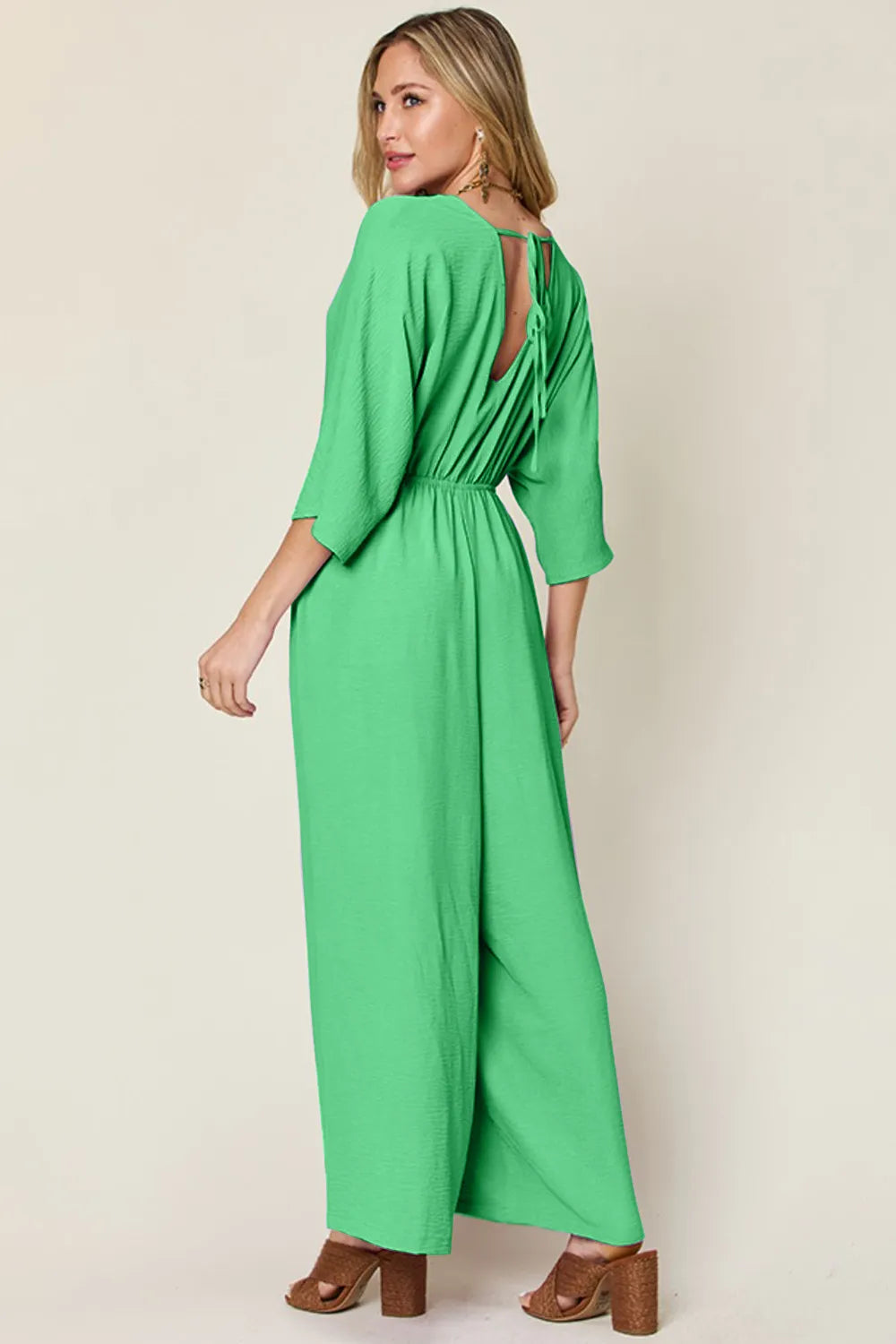 Double Take Full Size Surplice Wide Leg Jumpsuit with Pockets - Modanista Fashion