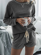 Round Neck Raglan Sleeve Top and Shorts Lounge Set - Modanista Fashion