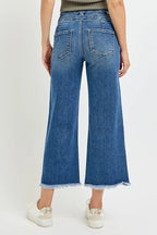 RISEN High Rise Crop Wide Leg Jeans with Wide Band Detail - Modanista Fashion