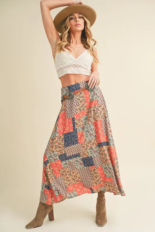 Aemi + Co Printed Maxi Skirt - Modanista Fashion