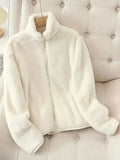 Fleece Long Sleeve Zip-Up Jacket - Modanista Fashion