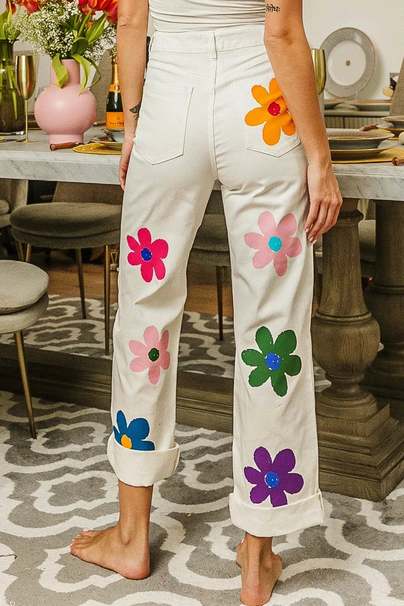BiBi Flower Print Straight Legs Pants - Modanista Fashion