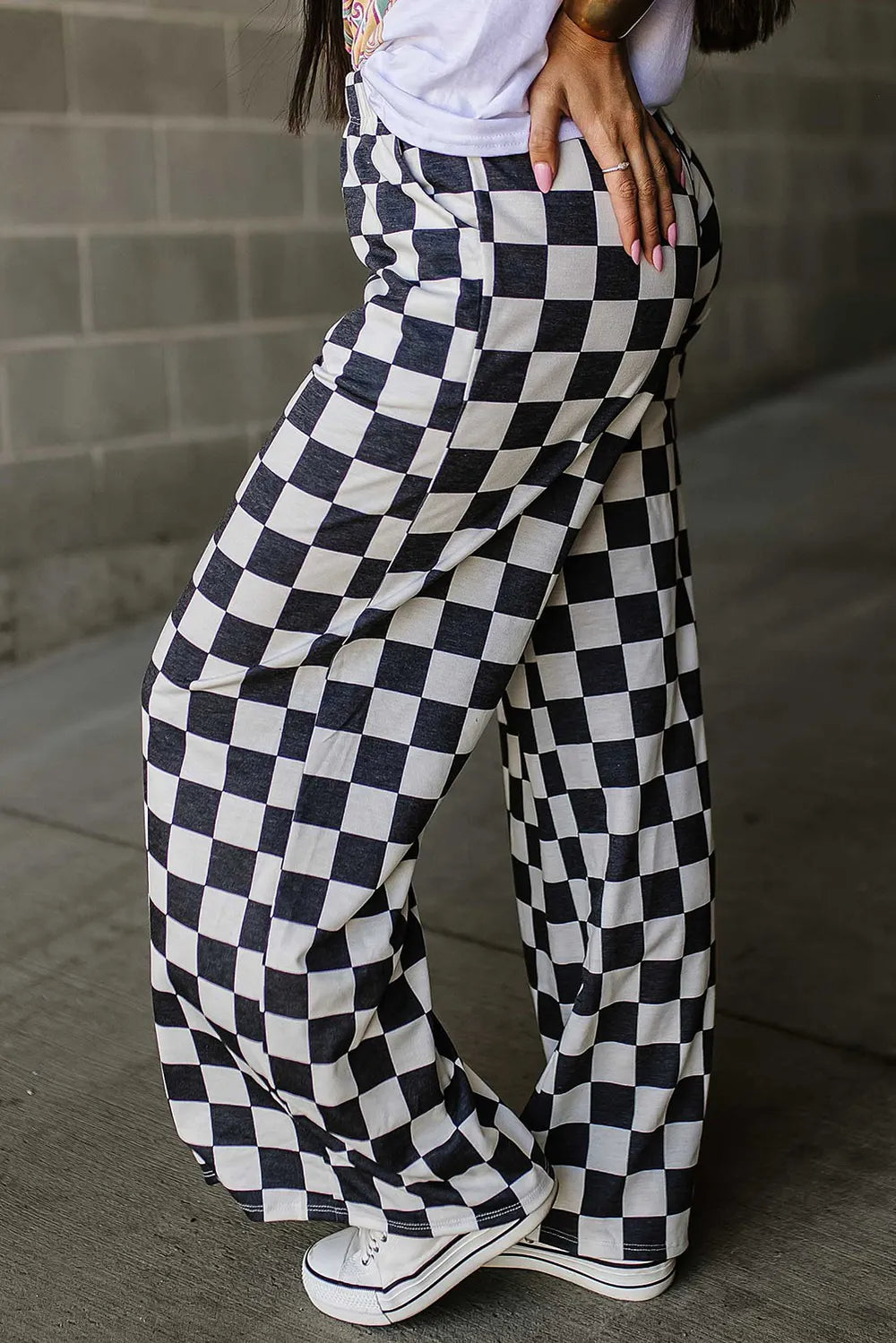 Checkered Wide Leg Pants - Modanista Fashion