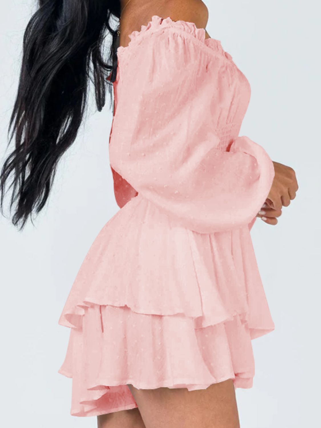 Off Shoulder Smocked Waist Romper - Modanista Fashion