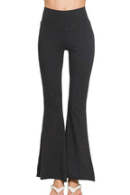 Zenana Raw Edge Hem Flare Yoga Pants - Modanista Fashion