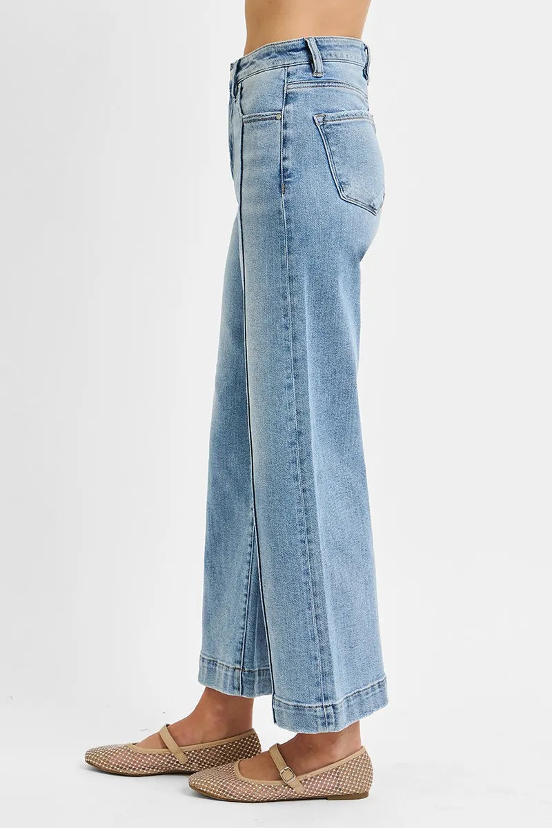 RISEN Full Size High Rise Crop Wide Leg Jeans Plus Size - Modanista Fashion