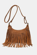 Adjustable Strap Suede Fringe Shoulder Bag for Women - Modanista Fashion