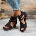 Block Heel Buckle Strap Sandals - Modanista Fashion